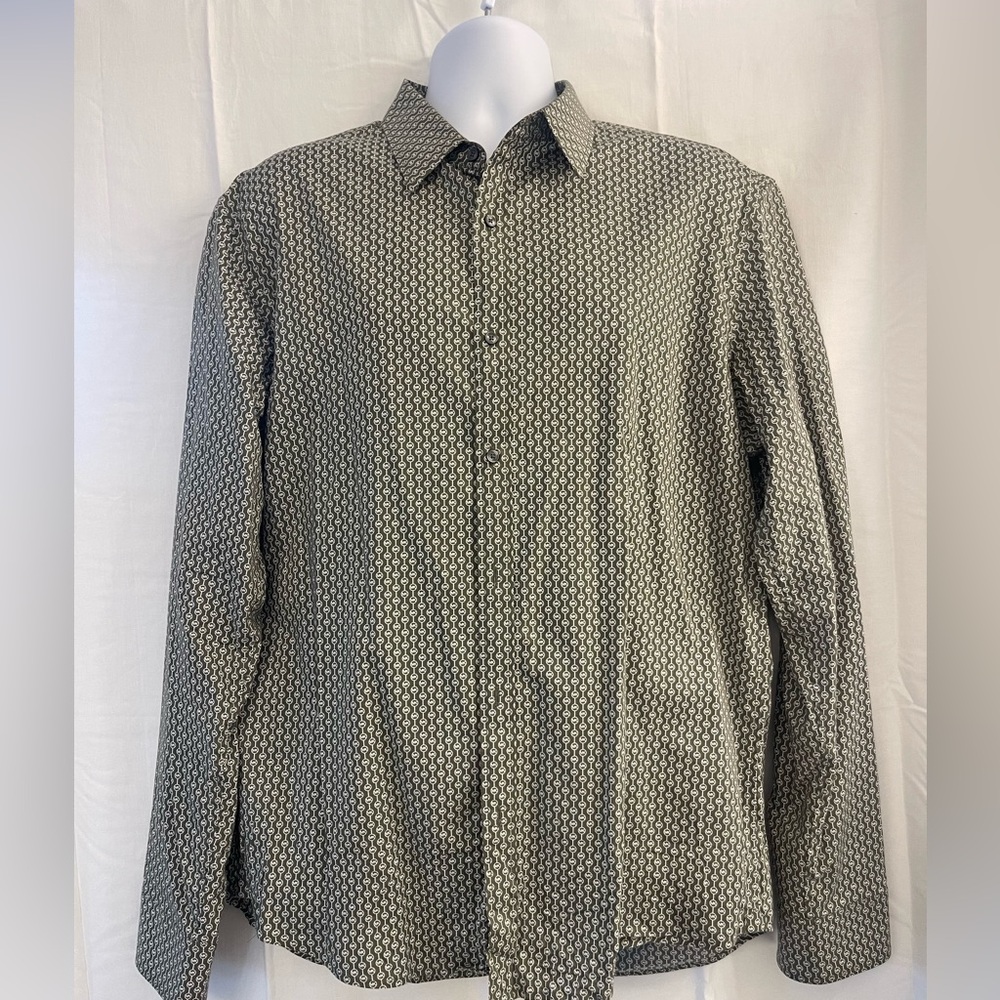 Michael Kors Men's Black and White Geometric Shirt